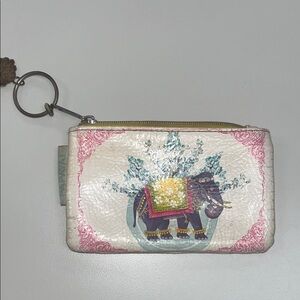 Papaya ! Elephant Print Zip Coin Purse preowned